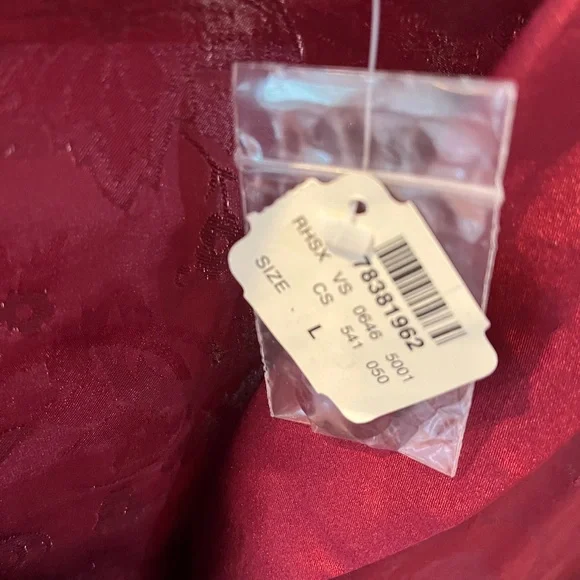 New Victoria's Secret Gold Label Sleep Shirt Gown Red Burgundy Damask Night - Picture 4 of 7